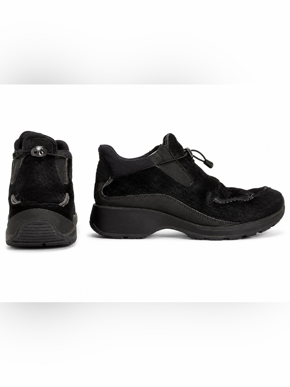 Tecnica black cowhide or pony hair ankle boots